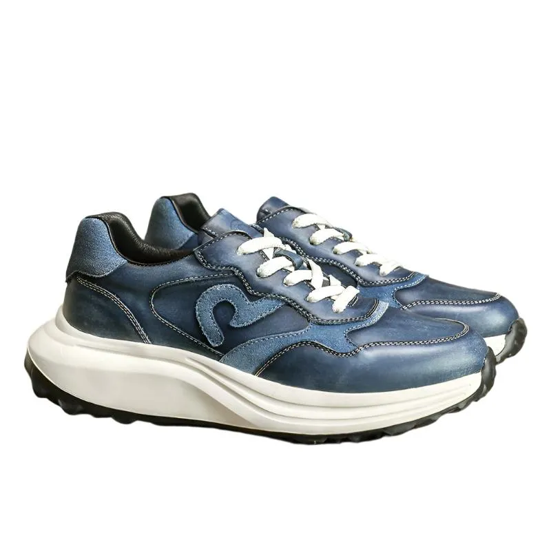 TNV Casual Leather Shoes Genuine Leather Thick Bottom Sneakers Laces Up  Breathable DS3302