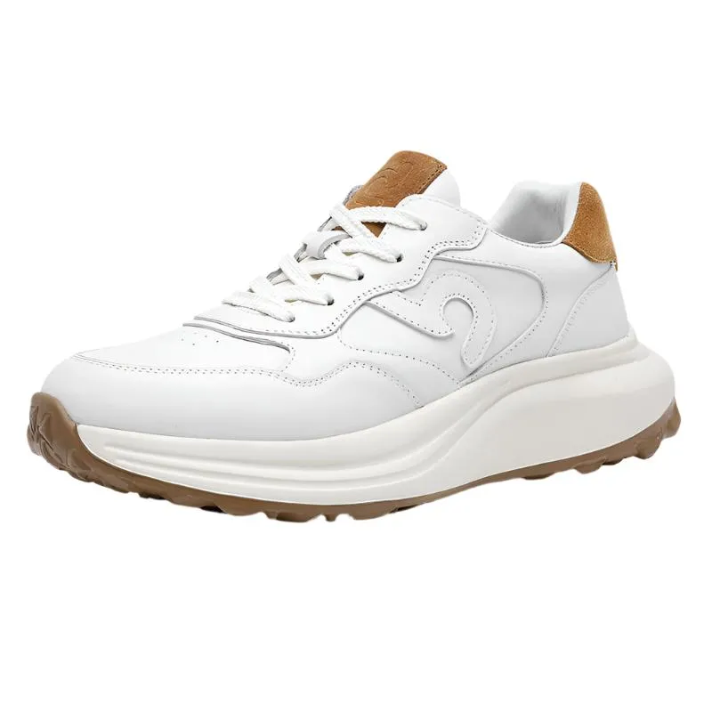 TNV Casual Leather Shoes Genuine Leather Thick Bottom Sneakers Laces Up  Breathable DS3302