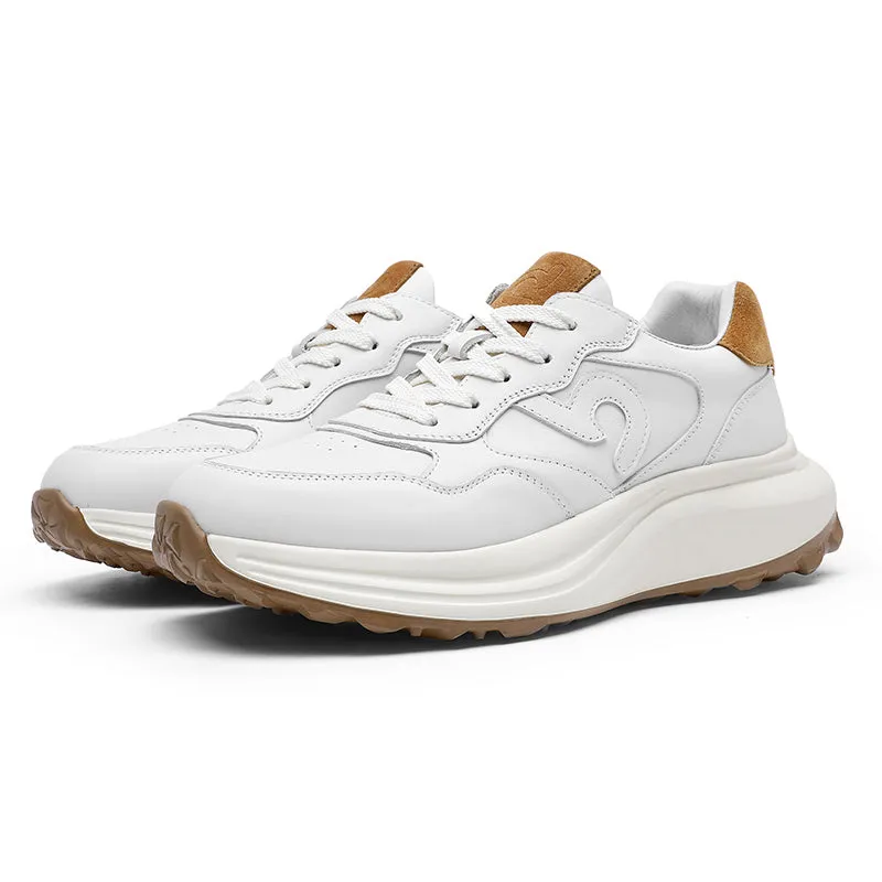 TNV Casual Leather Shoes Genuine Leather Thick Bottom Sneakers Laces Up  Breathable DS3302
