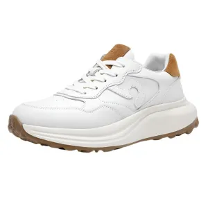 TNV Casual Leather Shoes Genuine Leather Thick Bottom Sneakers Laces Up  Breathable DS3302