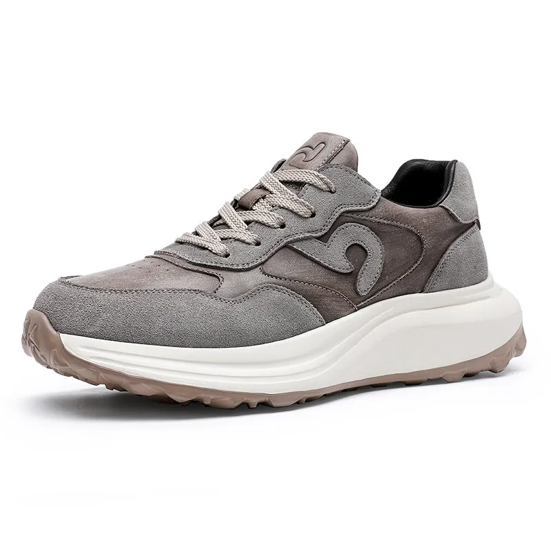 TNV Casual Leather Shoes Genuine Leather Thick Bottom Sneakers Laces Up  Breathable DS3302