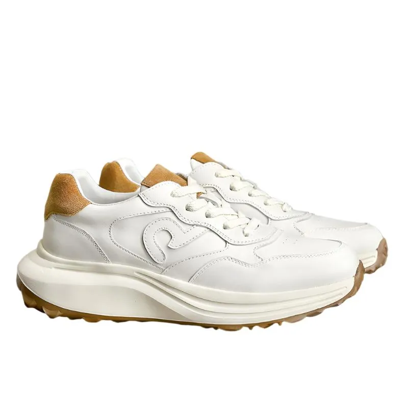 TNV Casual Leather Shoes Genuine Leather Thick Bottom Sneakers Laces Up  Breathable DS3302
