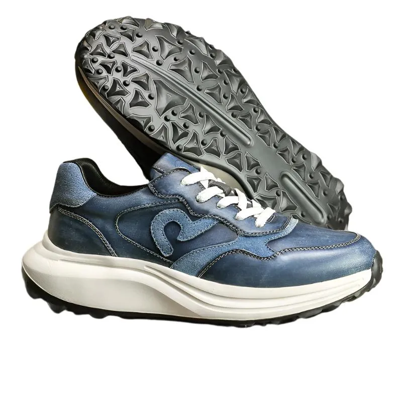 TNV Casual Leather Shoes Genuine Leather Thick Bottom Sneakers Laces Up  Breathable DS3302