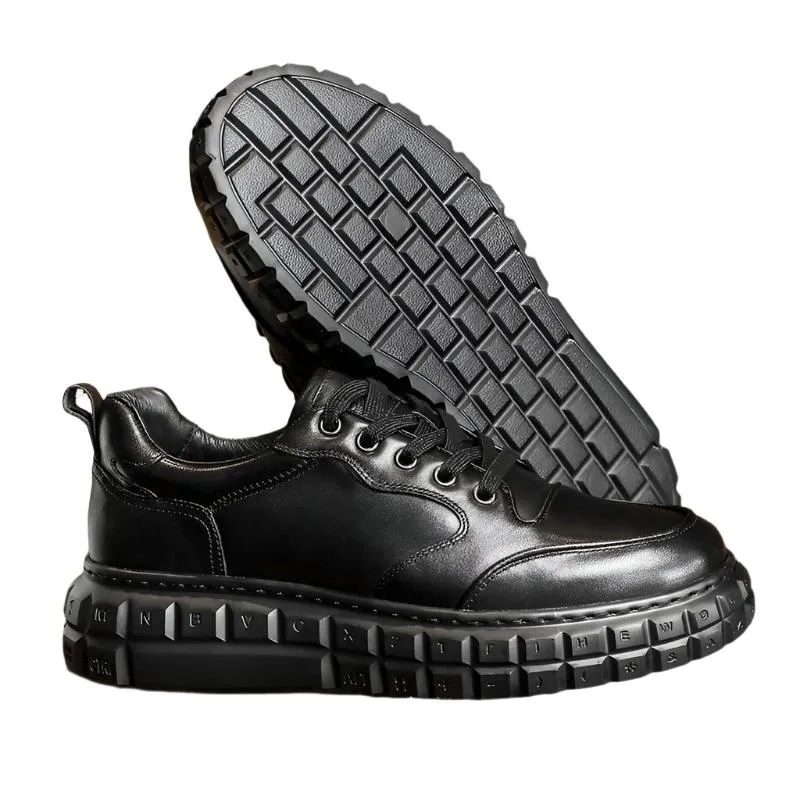 TNV Casual Leather Shoes Genuine Leather Thick Bottom Sneakers Laces Up  Breathable DS33139