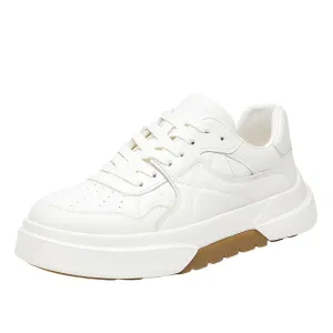 TNV Casual Leather Shoes Genuine Leather Thick Bottom Sneakers Laces Up  Breathable DS33139