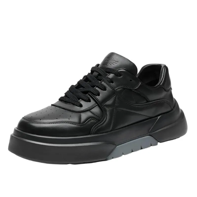 TNV Casual Leather Shoes Genuine Leather Thick Bottom Sneakers Laces Up  Breathable DS33139