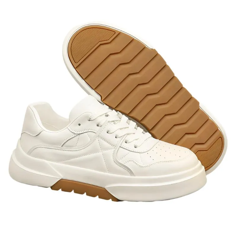 TNV Casual Leather Shoes Genuine Leather Thick Bottom Sneakers Laces Up  Breathable DS33139