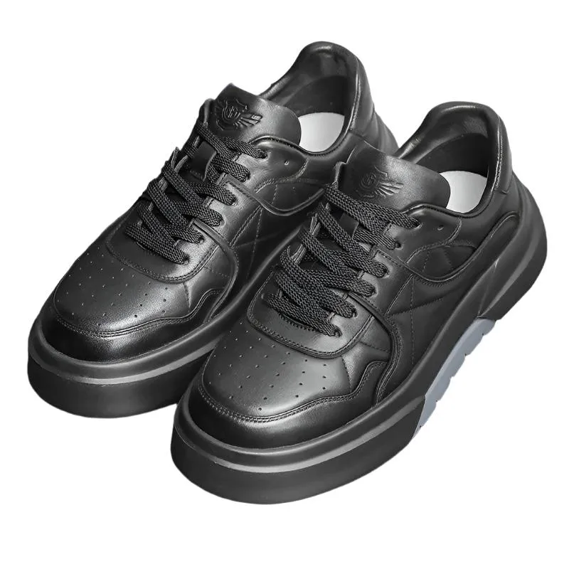 TNV Casual Leather Shoes Genuine Leather Thick Bottom Sneakers Laces Up  Breathable DS33139