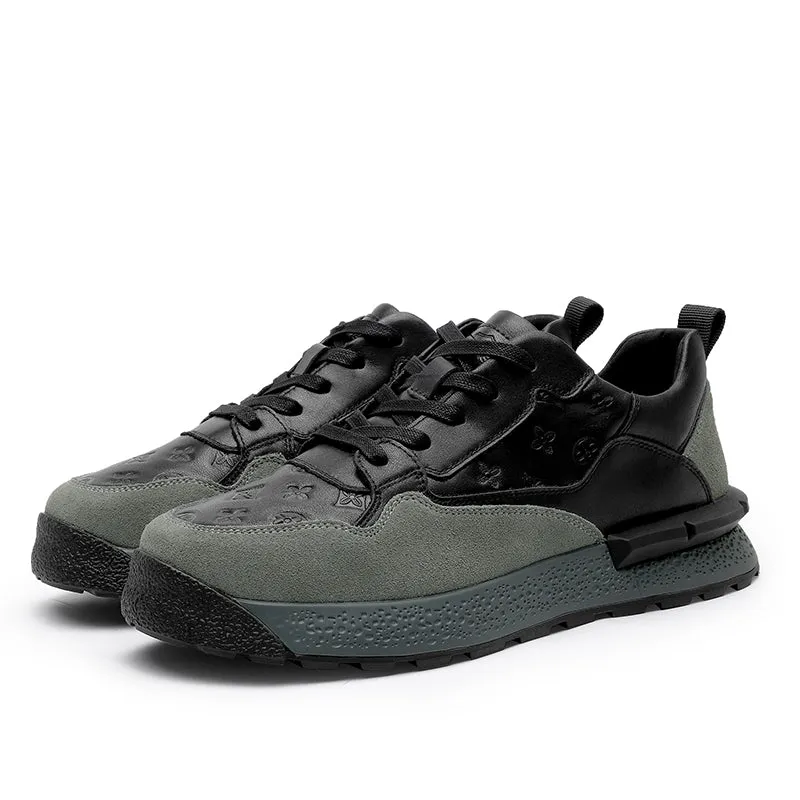 TNV Casual Leather Shoes Genuine Leather Thick Bottom Sneakers Laces Up Breathable DS3319