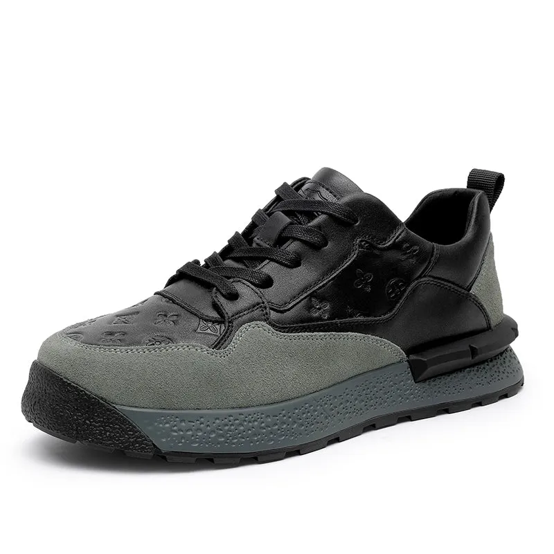TNV Casual Leather Shoes Genuine Leather Thick Bottom Sneakers Laces Up Breathable DS3319