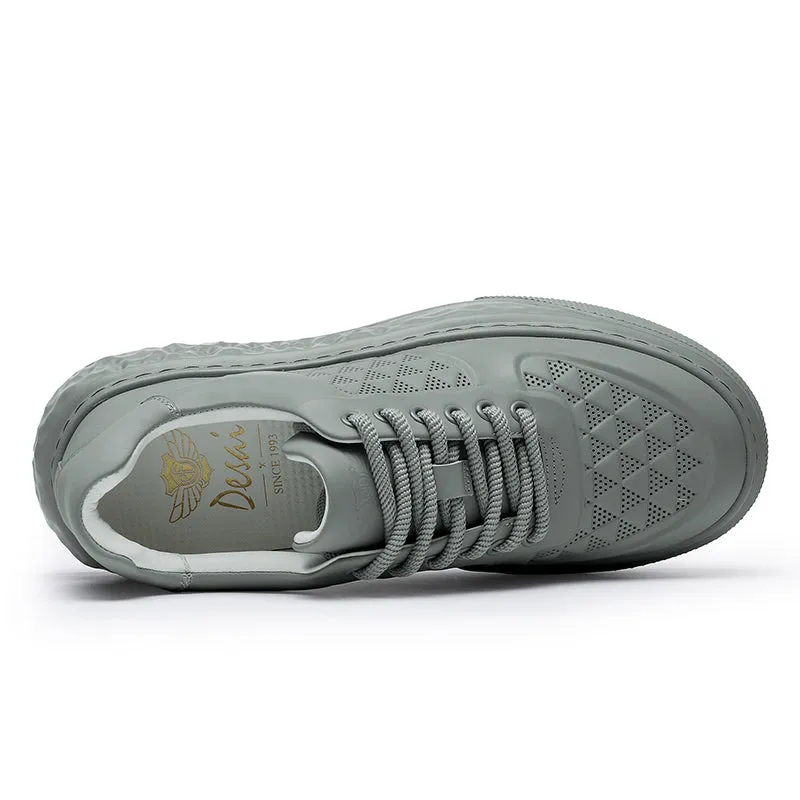 TNV Casual Leather Shoes Genuine Leather Thick Bottom Sneakers Laces Up Breathable DS3370