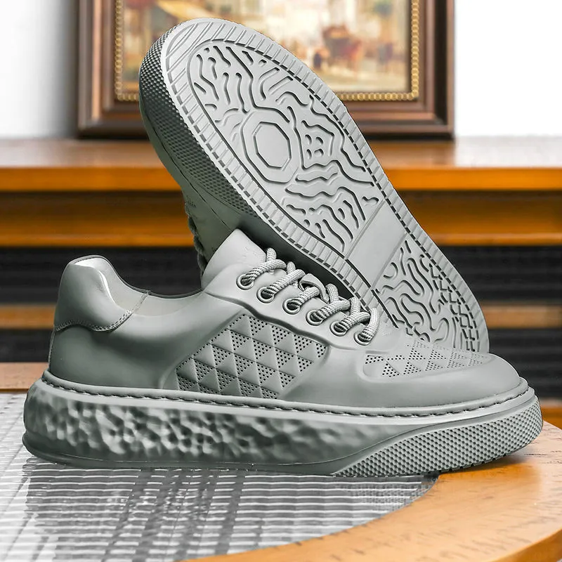 TNV Casual Leather Shoes Genuine Leather Thick Bottom Sneakers Laces Up Breathable DS3370