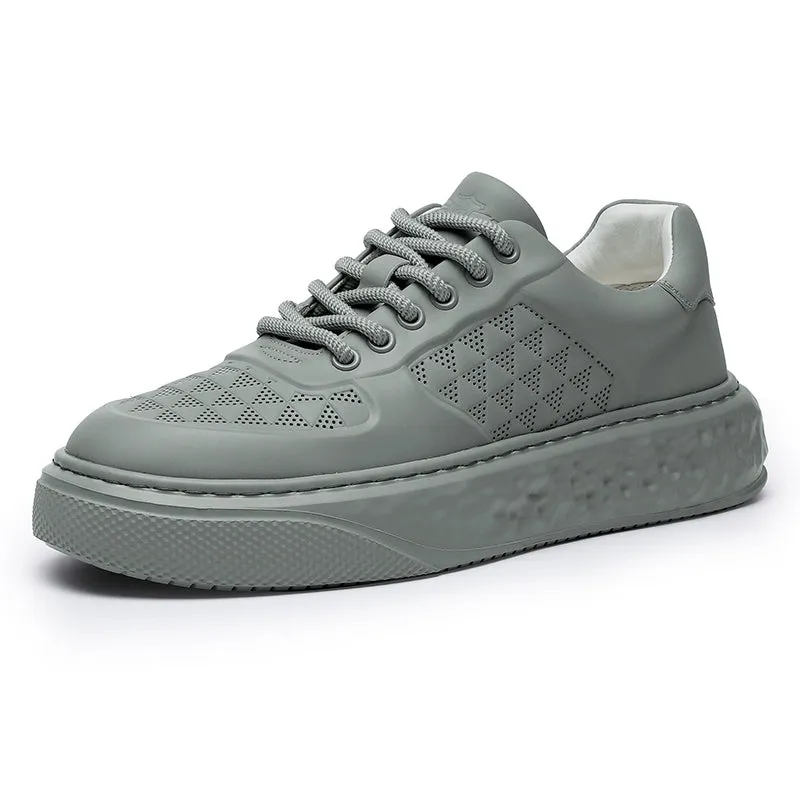 TNV Casual Leather Shoes Genuine Leather Thick Bottom Sneakers Laces Up Breathable DS3370