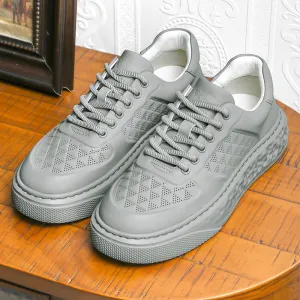TNV Casual Leather Shoes Genuine Leather Thick Bottom Sneakers Laces Up Breathable DS3370