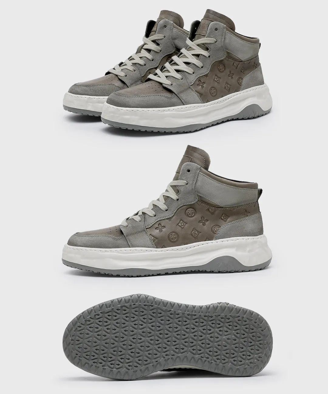TNV Shoes For Men Casual Leather Shoes Genuine Leather Thick Bottom Sneakers Laces Up For School High and Middle cut sneakers DS06035