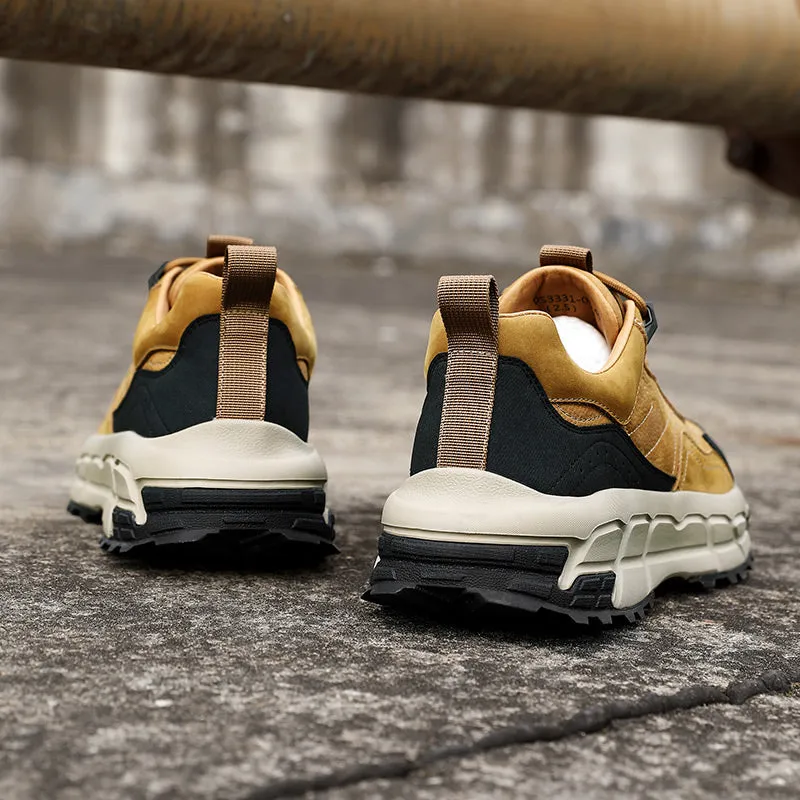 TNV Shoes for Men Sneakers Real Cowhide Leather Thick Bottom Laces up For High and Middle School Fasion and Classic DS3331