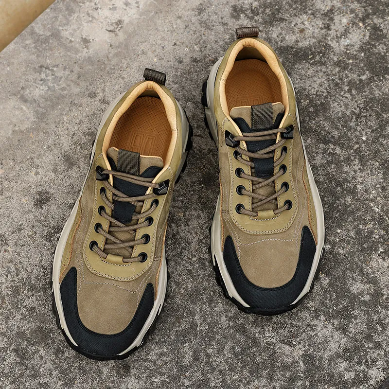 TNV Shoes for Men Sneakers Real Cowhide Leather Thick Bottom Laces up For High and Middle School Fasion and Classic DS3331