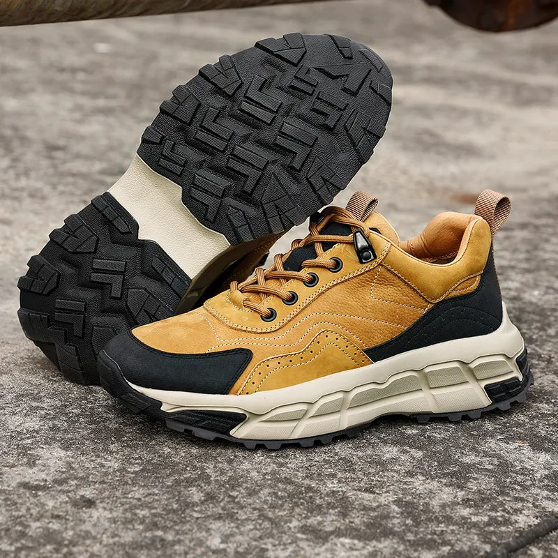 TNV Shoes for Men Sneakers Real Cowhide Leather Thick Bottom Laces up For High and Middle School Fasion and Classic DS3331