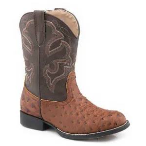 Toddler's Roper Cody Faux Ostrich Boots Handcrafted Tan