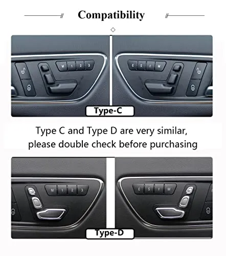 TopDall Type C Bling Crystal Rhinestone Seat Adjust Buttons Control Caps for Mercedes-Benz