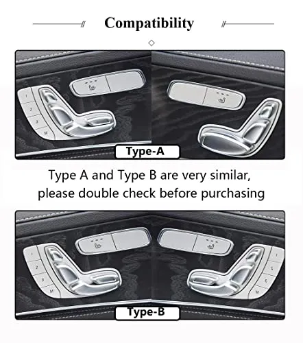 TopDall Type C Bling Crystal Rhinestone Seat Adjust Buttons Control Caps for Mercedes-Benz