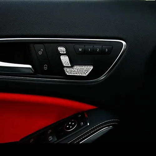 TopDall Type C Bling Crystal Rhinestone Seat Adjust Buttons Control Caps for Mercedes-Benz