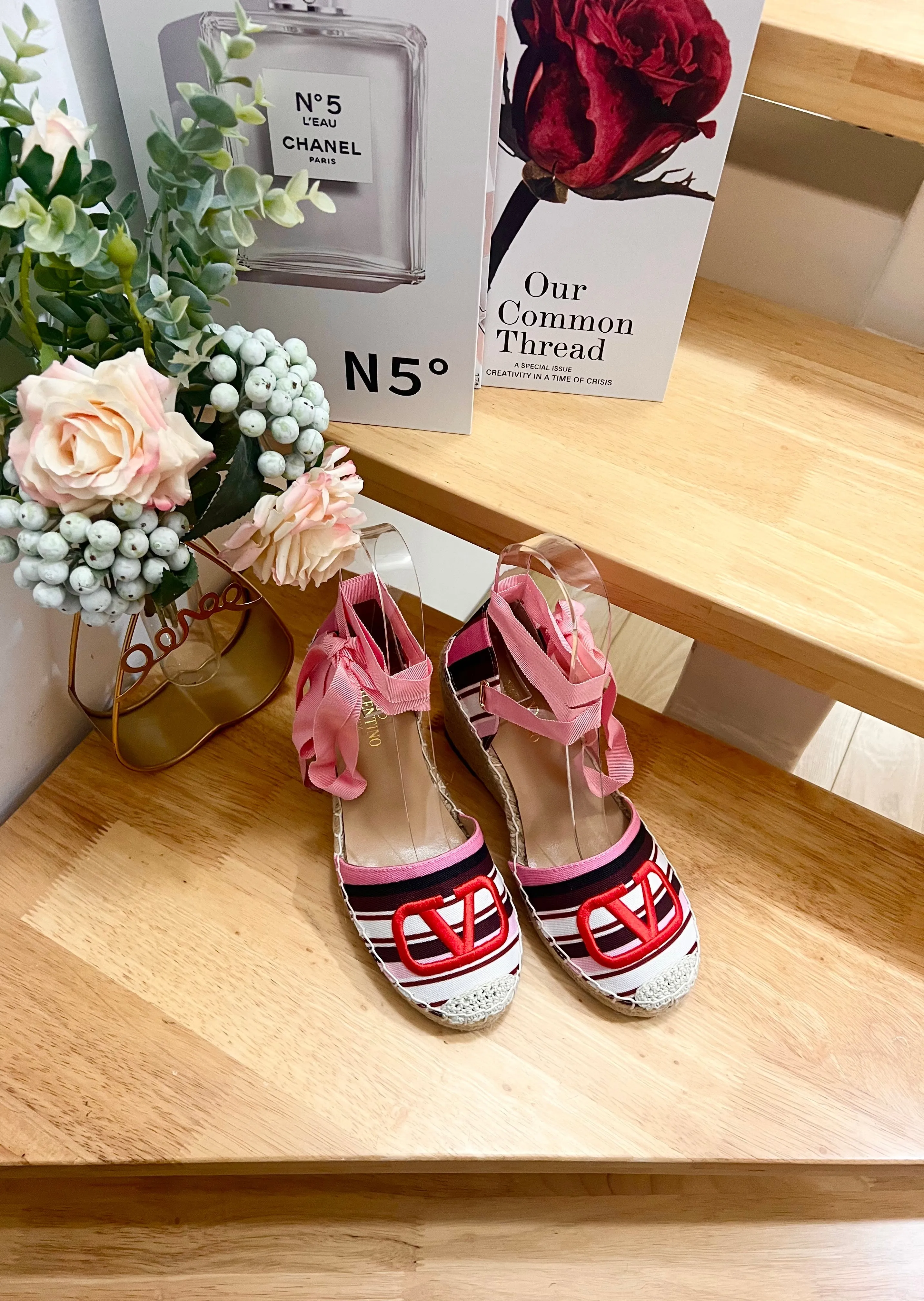 Valentino Espadrille Wedges Multicolor Canvas 240575