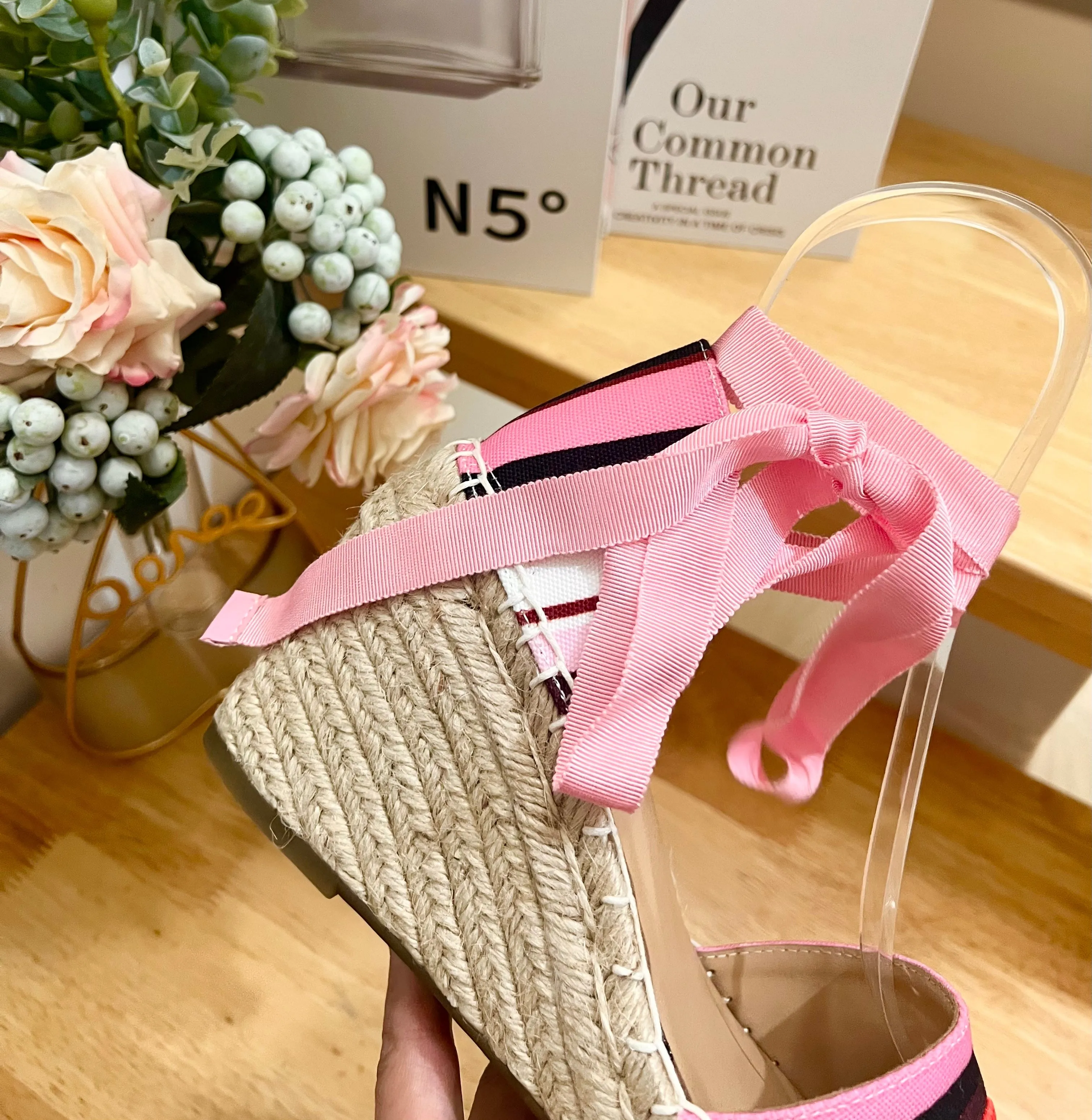 Valentino Espadrille Wedges Multicolor Canvas 240575