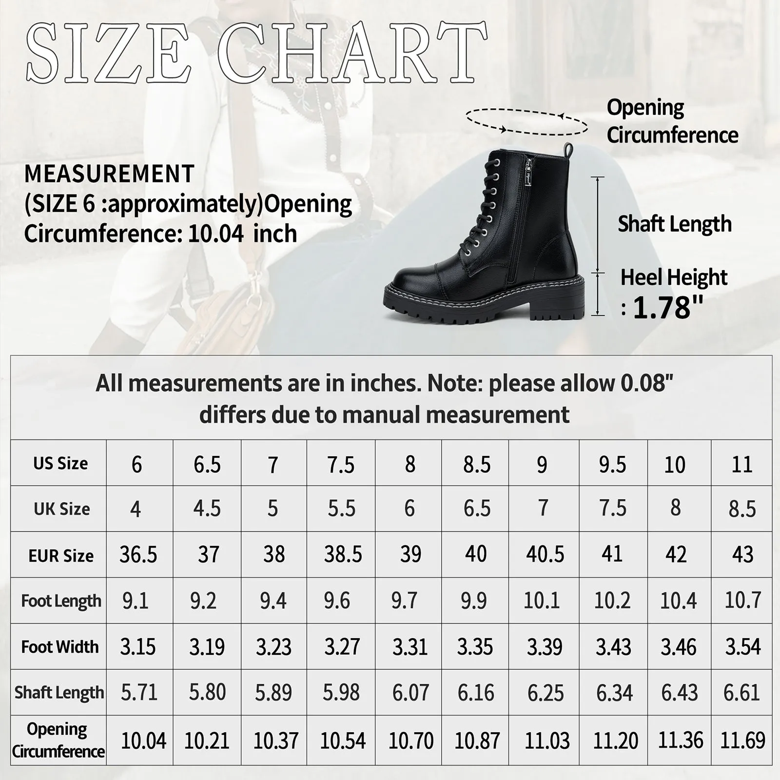VEPOSE Women's 9629 Fashion Combat Ankle Boots, Lace up Booties with Inner Zipper