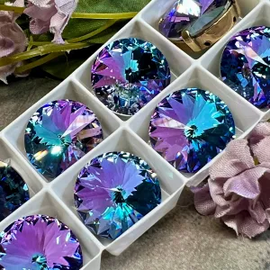 Vitrail Light Rivoli Swarovski Crystal, 1 Piece 18mm 1122 With Prong Setting, Jewelry Beading and Embroidery Crafts