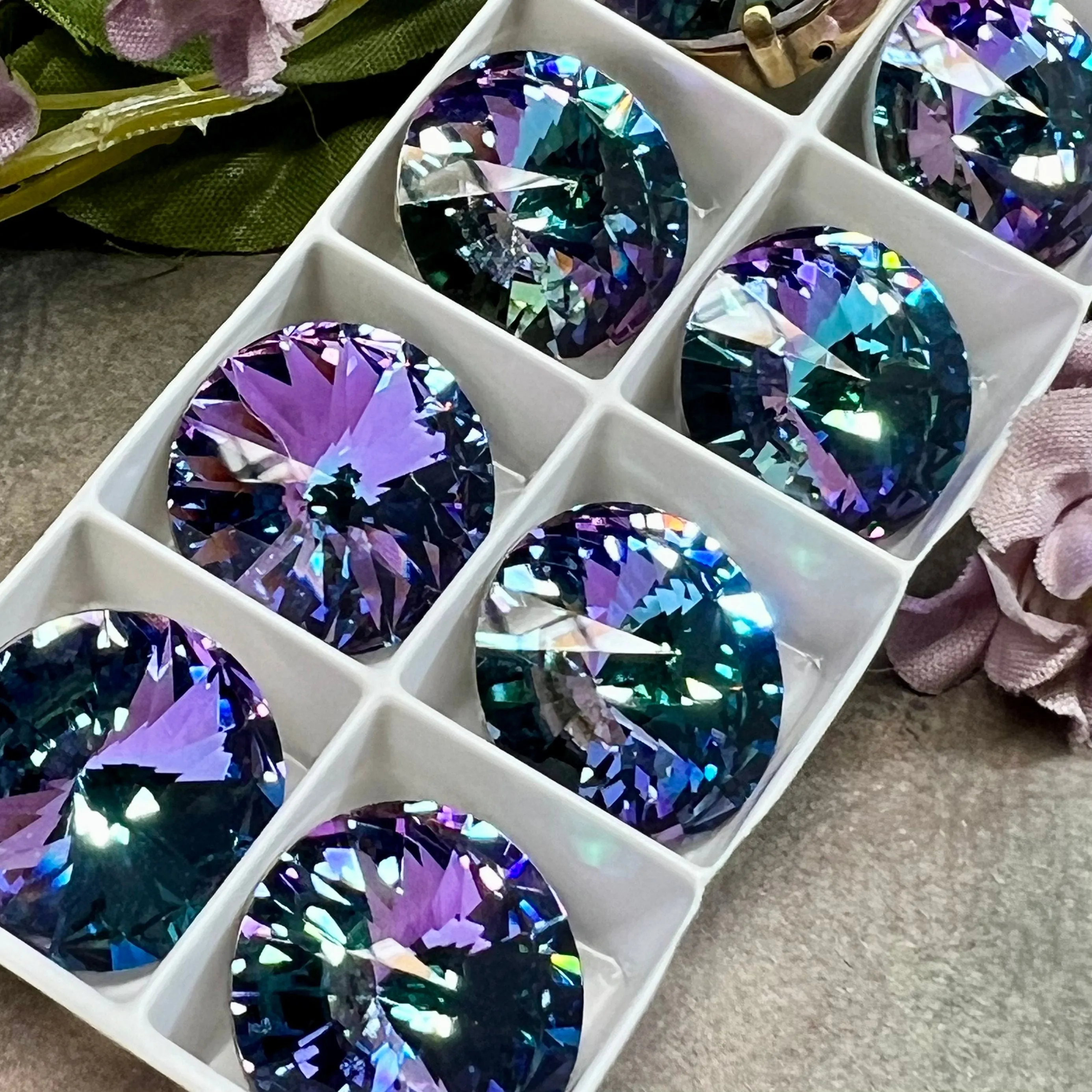Vitrail Light Rivoli Swarovski Crystal, 1 Piece 18mm 1122 With Prong Setting, Jewelry Beading and Embroidery Crafts
