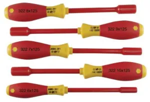Wiha® Tools SoftFinish Insulated Nut Driver Sets, Hex, Metric, 5 per set, 32291