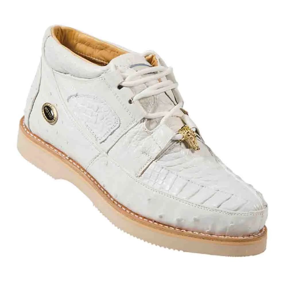 Wild West White Caiman With Ostrich Mens Casual Sneaker