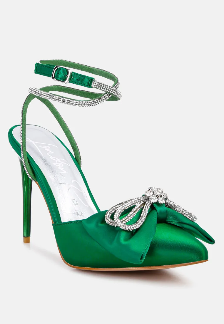 Winged High Heel Rhinestone Embellished Sandals By Ruw