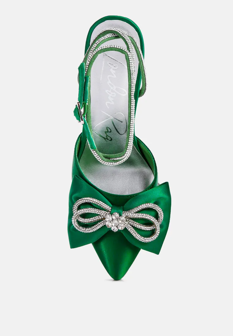 Winged High Heel Rhinestone Embellished Sandals By Ruw