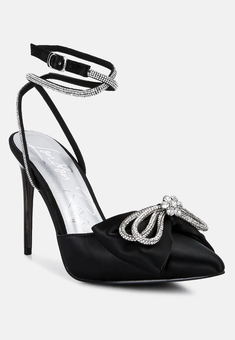 Winged High Heel Rhinestone Embellished Sandals By Ruw