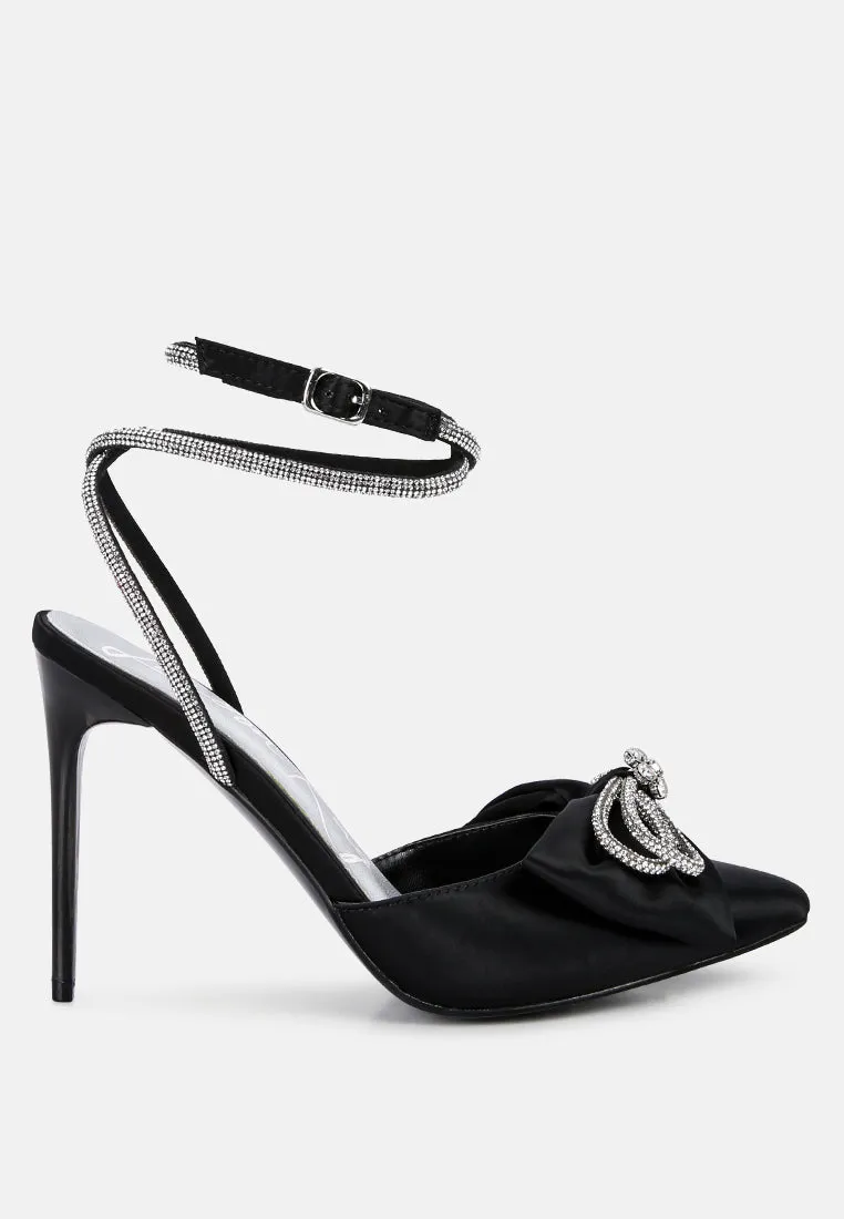 Winged High Heel Rhinestone Embellished Sandals By Ruw