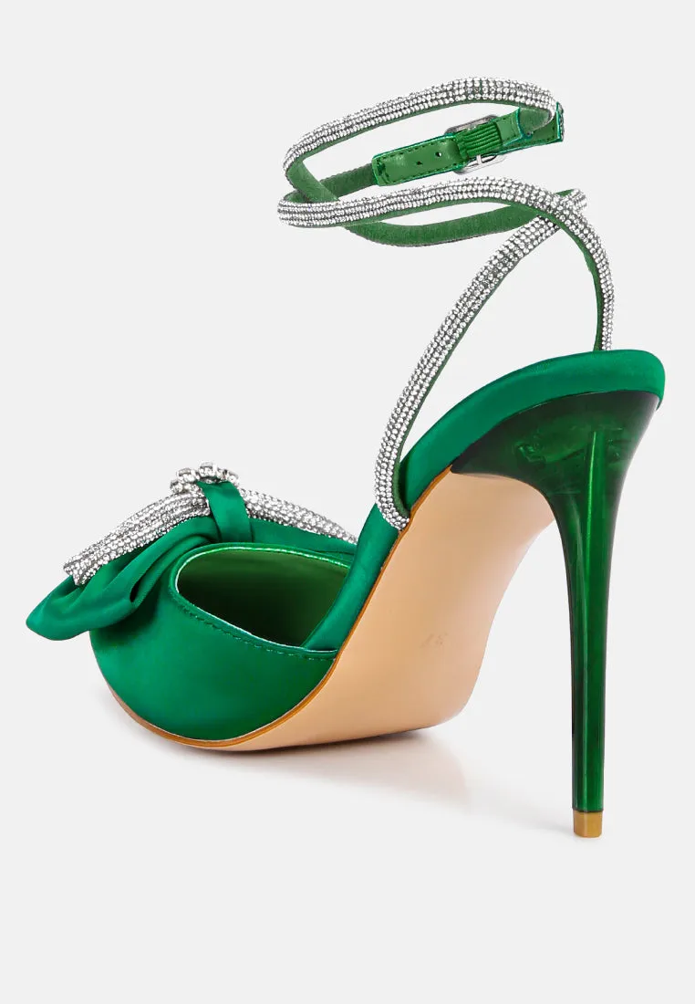 Winged High Heel Rhinestone Embellished Sandals By Ruw