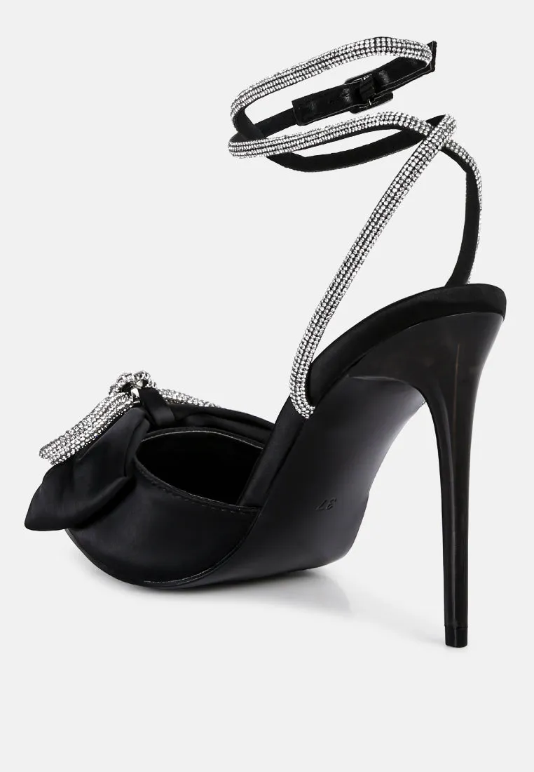 Winged High Heel Rhinestone Embellished Sandals By Ruw