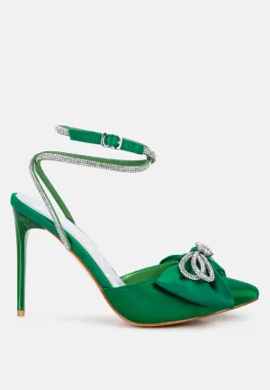 Winged High Heel Rhinestone Embellished Sandals By Ruw