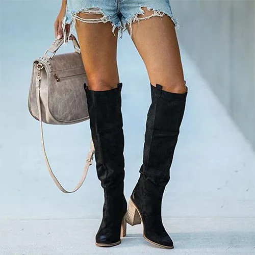 Women long knee High Boots Sexy Heels Suede