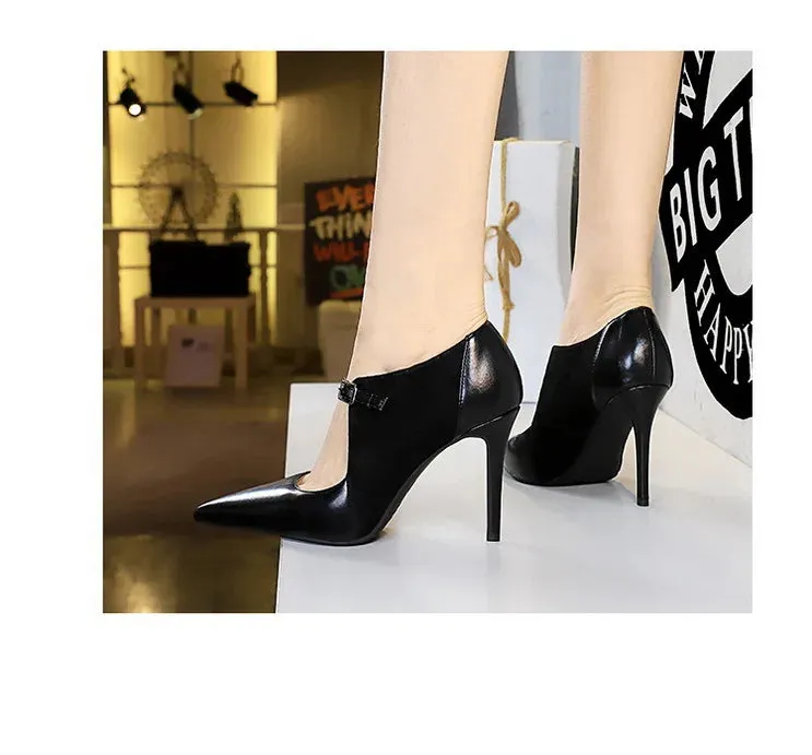 Women Pumps Suede and PU Leather Design Retro High Heels Ladies Shoes Stilettos Women Heels