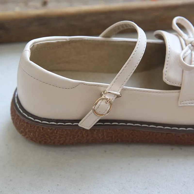Women Retro Bow Round Toe Sandals Mary Jane Shoes