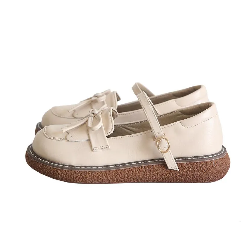 Women Retro Bow Round Toe Sandals Mary Jane Shoes