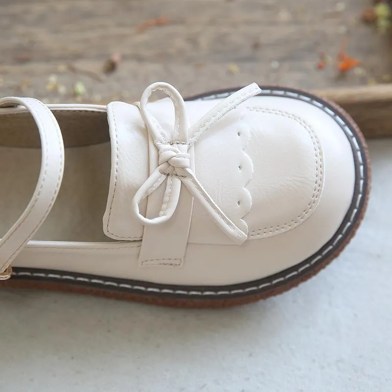 Women Retro Bow Round Toe Sandals Mary Jane Shoes