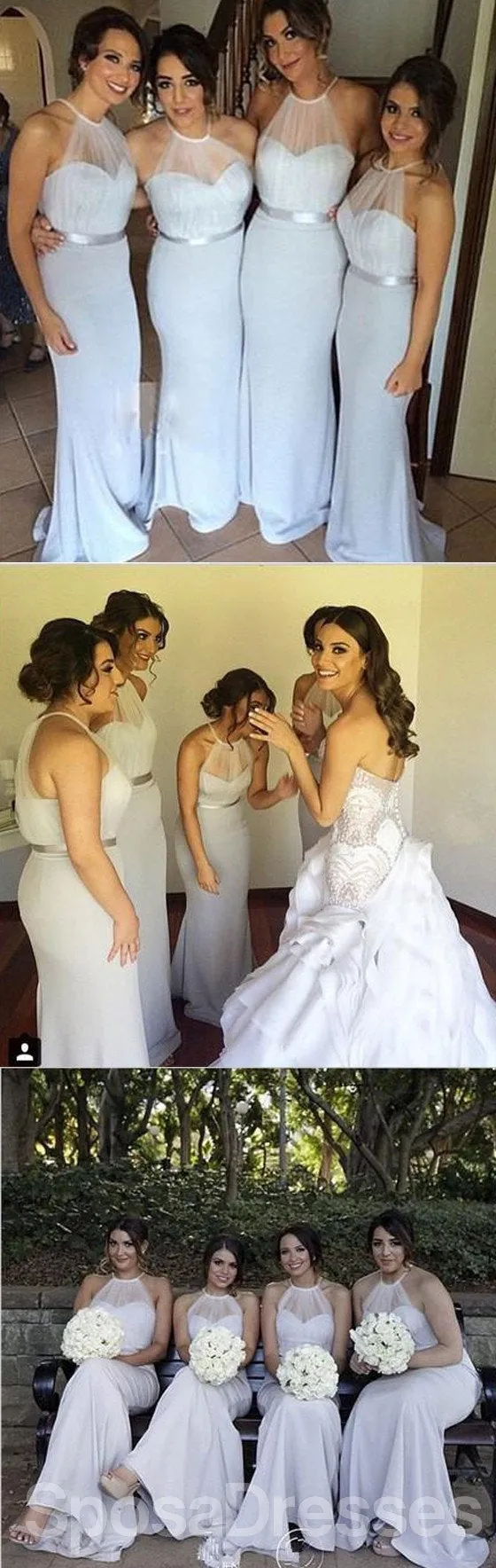 Women Sexy Mermaid Halter Seen Through Top Bridesmaid Dresses, WG132