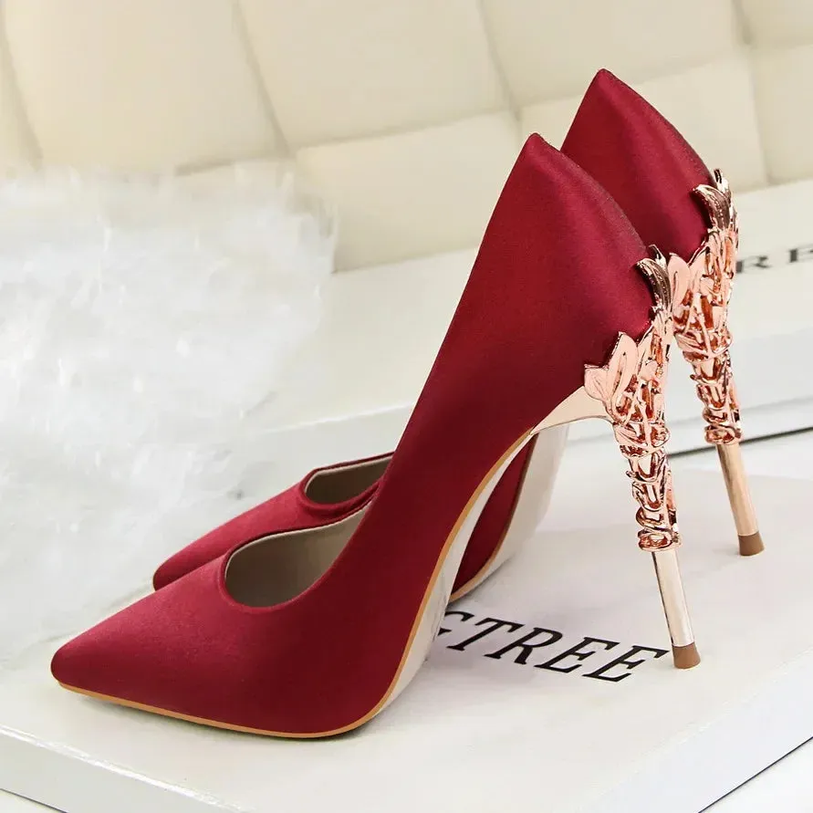 Women Shoes Spring Women Pumps Sequin Wedding Shoes Stilettos Metal Decoration  Heels