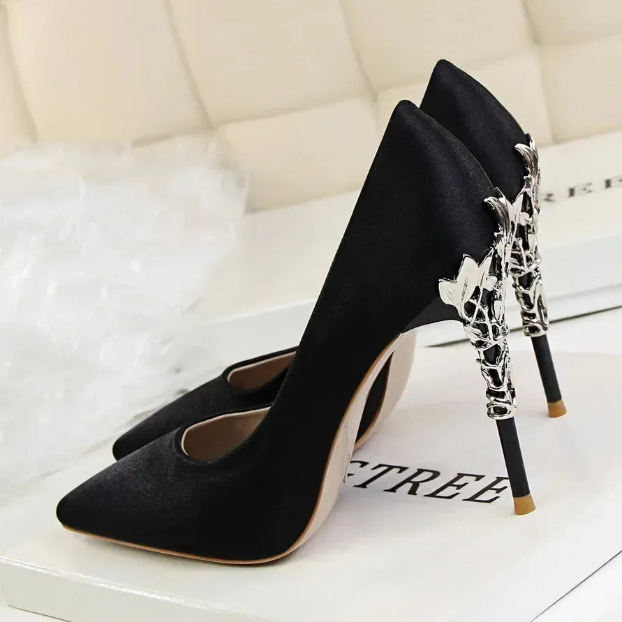 Women Shoes Spring Women Pumps Sequin Wedding Shoes Stilettos Metal Decoration  Heels