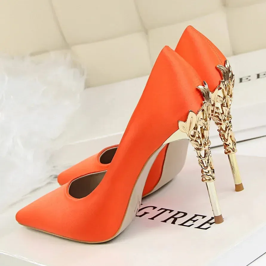 Women Shoes Spring Women Pumps Sequin Wedding Shoes Stilettos Metal Decoration  Heels