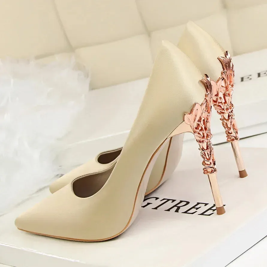 Women Shoes Spring Women Pumps Sequin Wedding Shoes Stilettos Metal Decoration  Heels